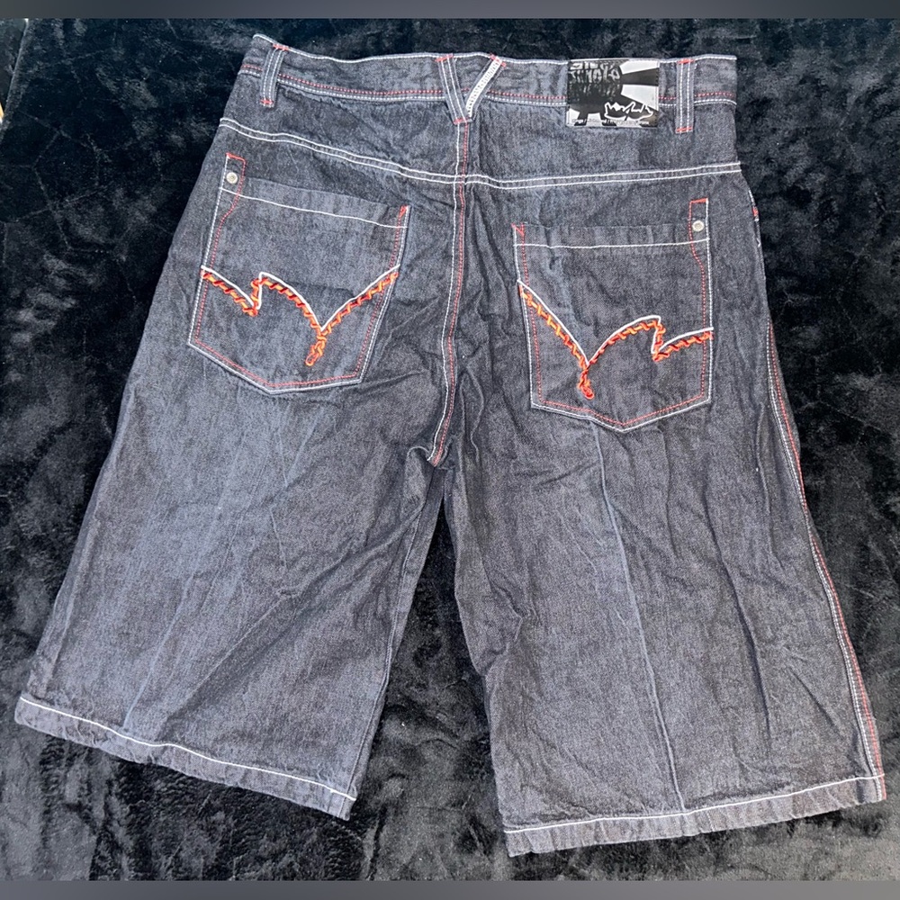 5ive Jungle Co Jean Shorts Mens 38x15 Embroidered Baggy Jorts Y2K Skate 513